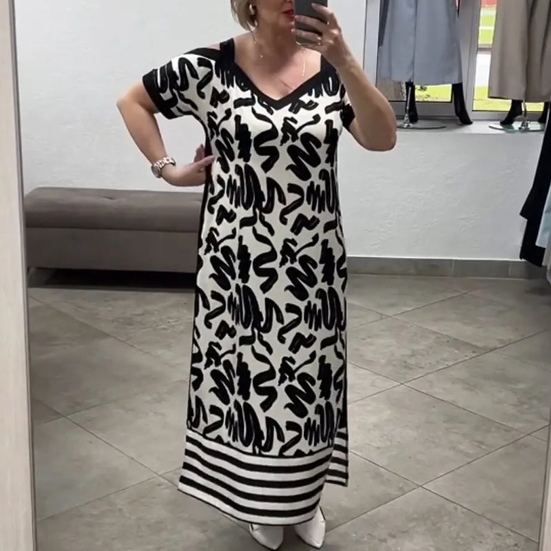 💥Neue Sommerkleider- 49% RABATT👗Off-Shoulder V-Ausschnitt Modisches Atmungsaktives Kleid