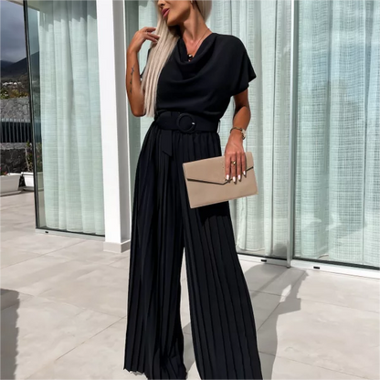 🔥50% Rabatt🔥Unifarbener Jumpsuit mit hoher Taille und gefaltetem Bein