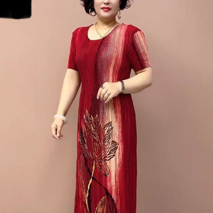 Kurzärmeliges Sommerkleid für mittelalte Frauen