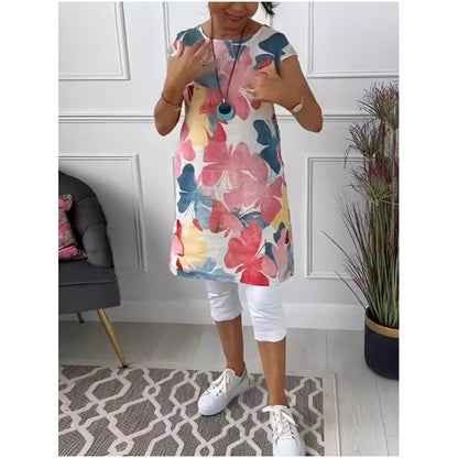 🔥2025 NEW SALES - 50% OFF🔥Lockeres knielanges Kleid mit Schmetterlingsprint