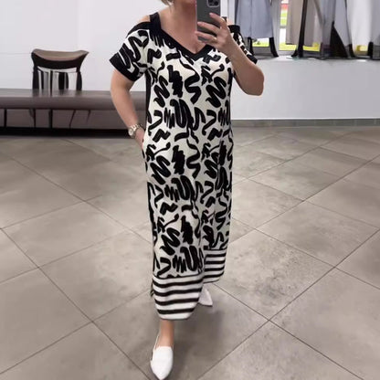 💥Neue Sommerkleider- 49% RABATT👗Off-Shoulder V-Ausschnitt Modisches Atmungsaktives Kleid