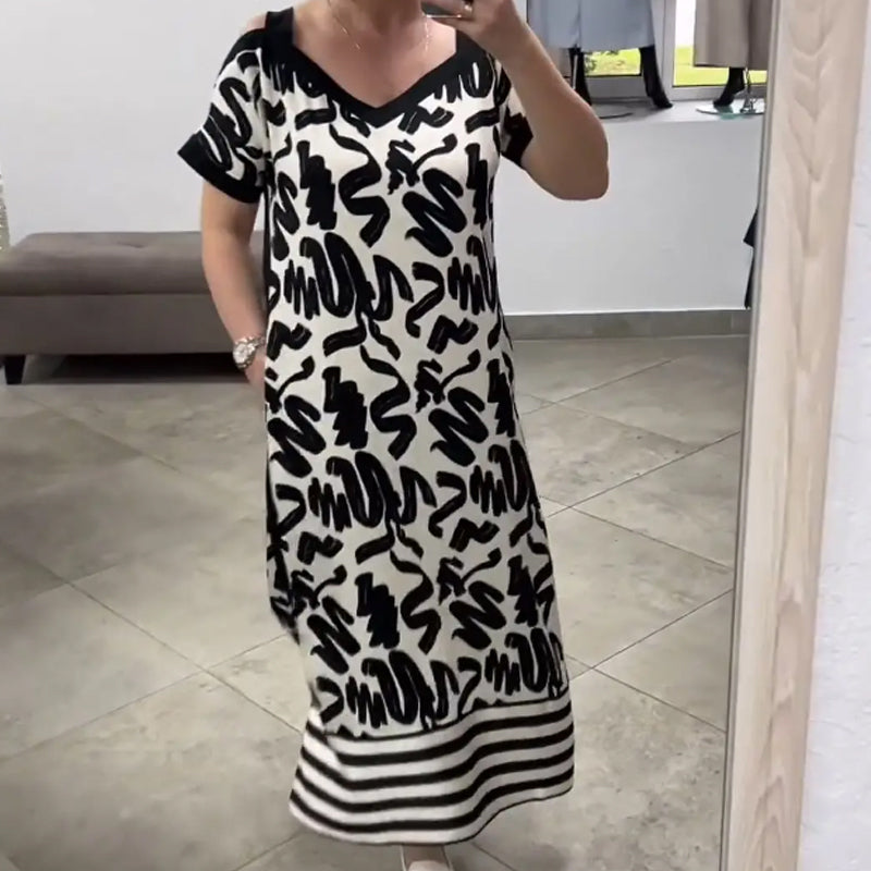 💥Neue Sommerkleider- 49% RABATT👗Off-Shoulder V-Ausschnitt Modisches Atmungsaktives Kleid