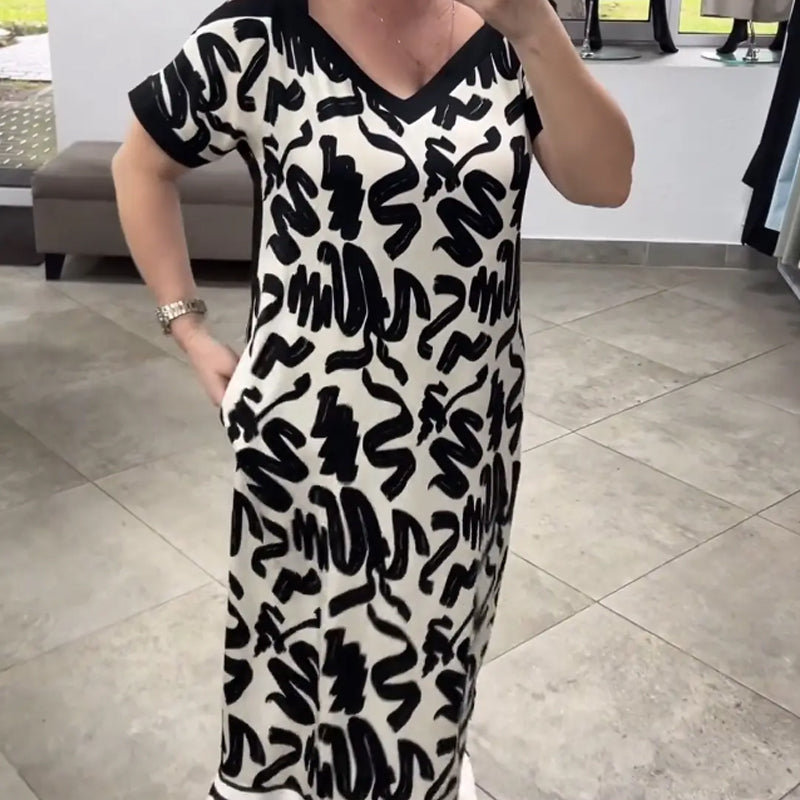 💥Neue Sommerkleider- 49% RABATT👗Off-Shoulder V-Ausschnitt Modisches Atmungsaktives Kleid