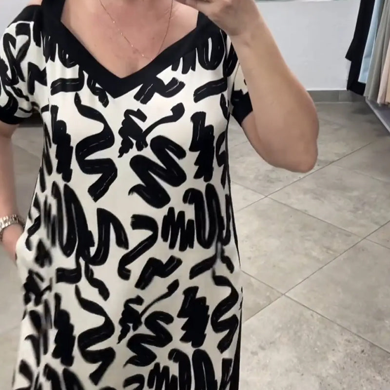 💥Neue Sommerkleider- 49% RABATT👗Off-Shoulder V-Ausschnitt Modisches Atmungsaktives Kleid