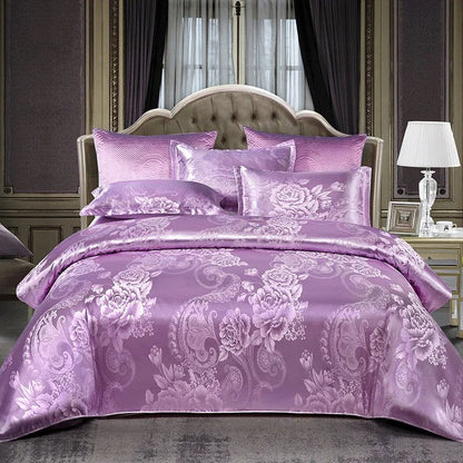 🔥Kostenloser Versand🔥Luxuriöse Satin-Jacquard-Bettwäsche in 4-teiliger Ausführung