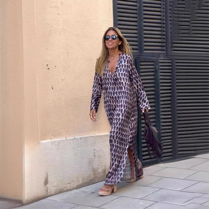 🔥Für eine begrenzte Zeit 40% Rabatt🔥Boho Langarm Kleid mit V-Ausschnitt