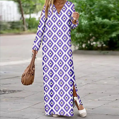 🔥Für eine begrenzte Zeit 40% Rabatt🔥Boho Langarm Kleid mit V-Ausschnitt