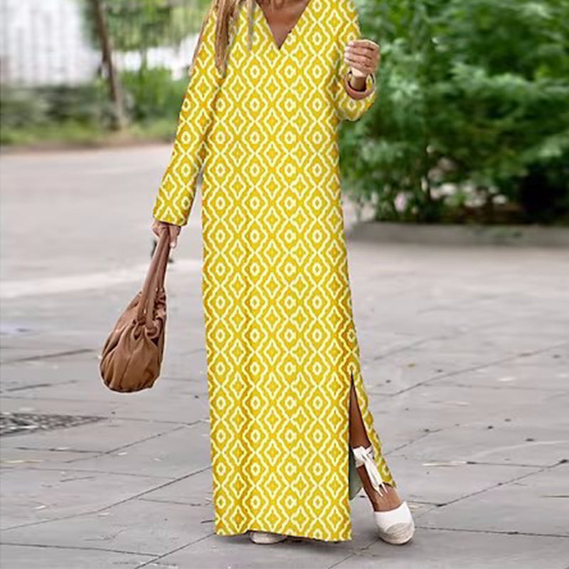 🔥Für eine begrenzte Zeit 40% Rabatt🔥Boho Langarm Kleid mit V-Ausschnitt