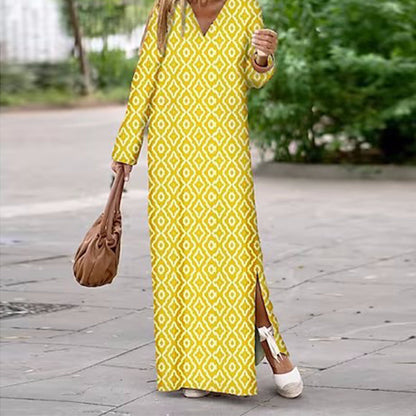 🔥Für eine begrenzte Zeit 40% Rabatt🔥Boho Langarm Kleid mit V-Ausschnitt