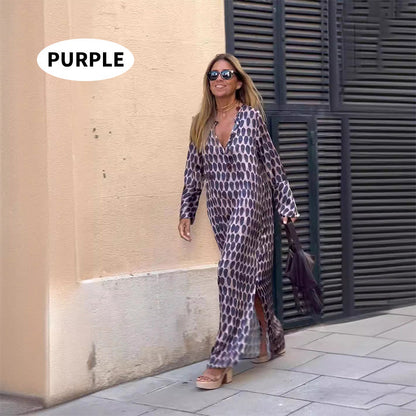 🔥Für eine begrenzte Zeit 40% Rabatt🔥Boho Langarm Kleid mit V-Ausschnitt