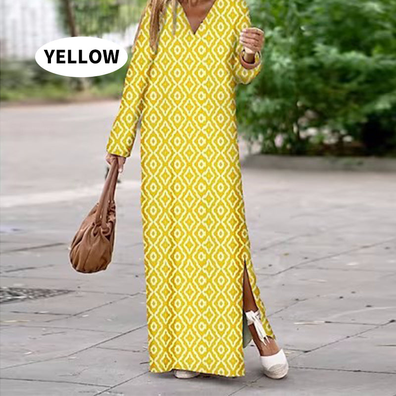 🔥Für eine begrenzte Zeit 40% Rabatt🔥Boho Langarm Kleid mit V-Ausschnitt