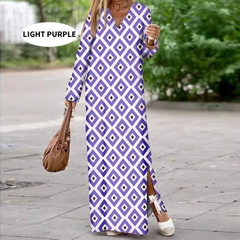 🔥Für eine begrenzte Zeit 40% Rabatt🔥Boho Langarm Kleid mit V-Ausschnitt