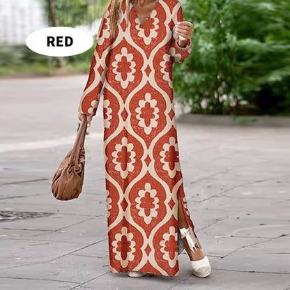 🔥Für eine begrenzte Zeit 40% Rabatt🔥Boho Langarm Kleid mit V-Ausschnitt