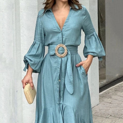 Tailliertes Kleid mit V-Ausschnitt und unregelmäßigem Saum für Damen