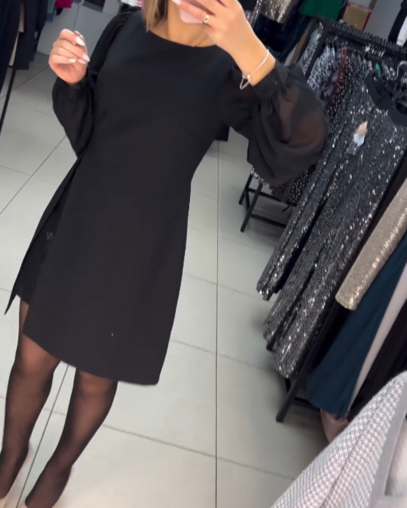 56%Rabatte💥Schlichtes, elegantes, sexy, seidiges Langarmkleid🌸