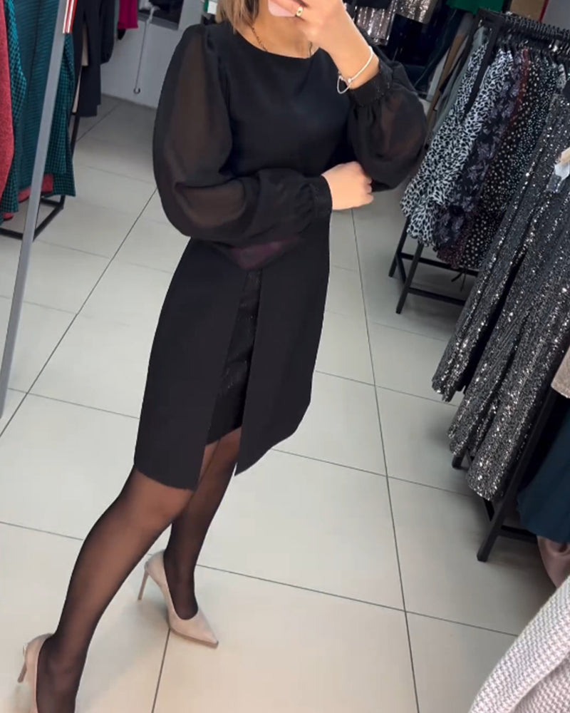 56%Rabatte💥Schlichtes, elegantes, sexy, seidiges Langarmkleid🌸