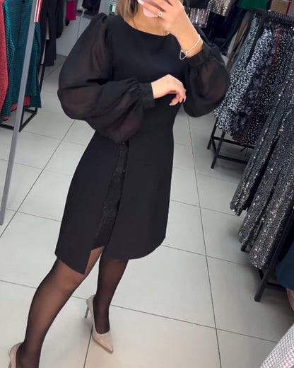 56%Rabatte💥Schlichtes, elegantes, sexy, seidiges Langarmkleid🌸