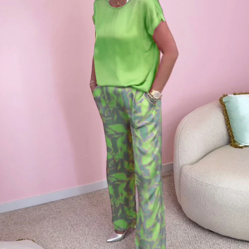 🌞2025 Summer Sale🌺🔥Top & bedruckte Hose mit weitem Bein, 2-teiliges Set