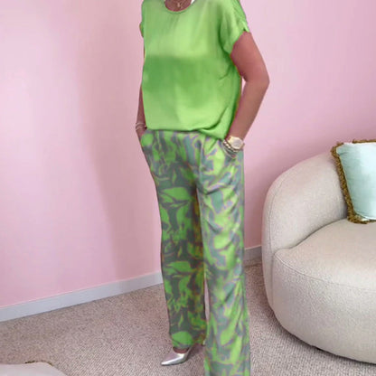 🌞2025 Summer Sale🌺🔥Top & bedruckte Hose mit weitem Bein, 2-teiliges Set