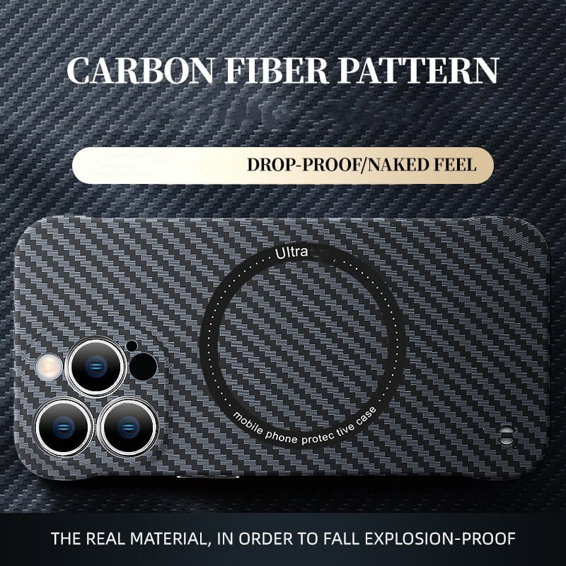 Magnetische drahtlose Aufladung Carbonfaser Handytasche📱