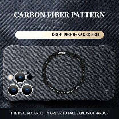 Magnetische drahtlose Aufladung Carbonfaser Handytasche📱