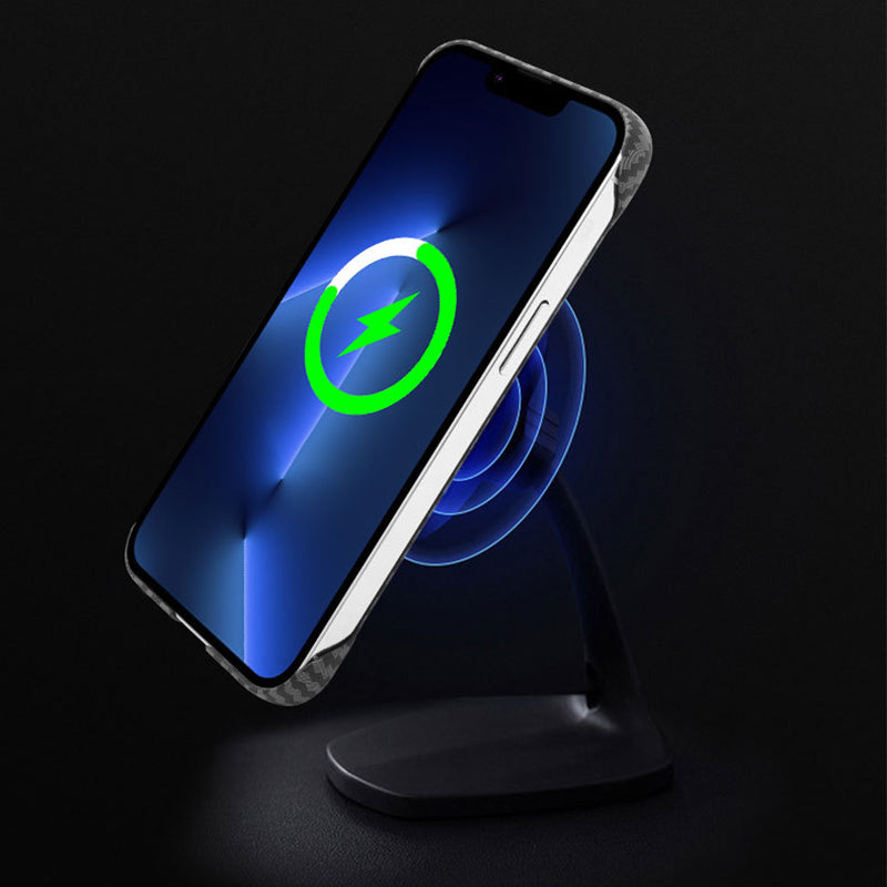 Magnetische drahtlose Aufladung Carbonfaser Handytasche📱