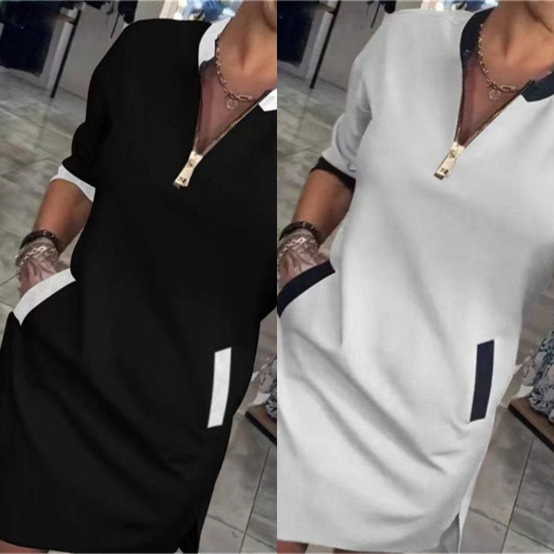 50%Rabatt🔥Trendy, lässiges Kleid mit V-Ausschnitt und 3/4-Ärmeln für Damen👗