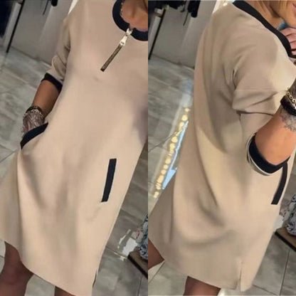 50%Rabatt🔥Trendy, lässiges Kleid mit V-Ausschnitt und 3/4-Ärmeln für Damen👗