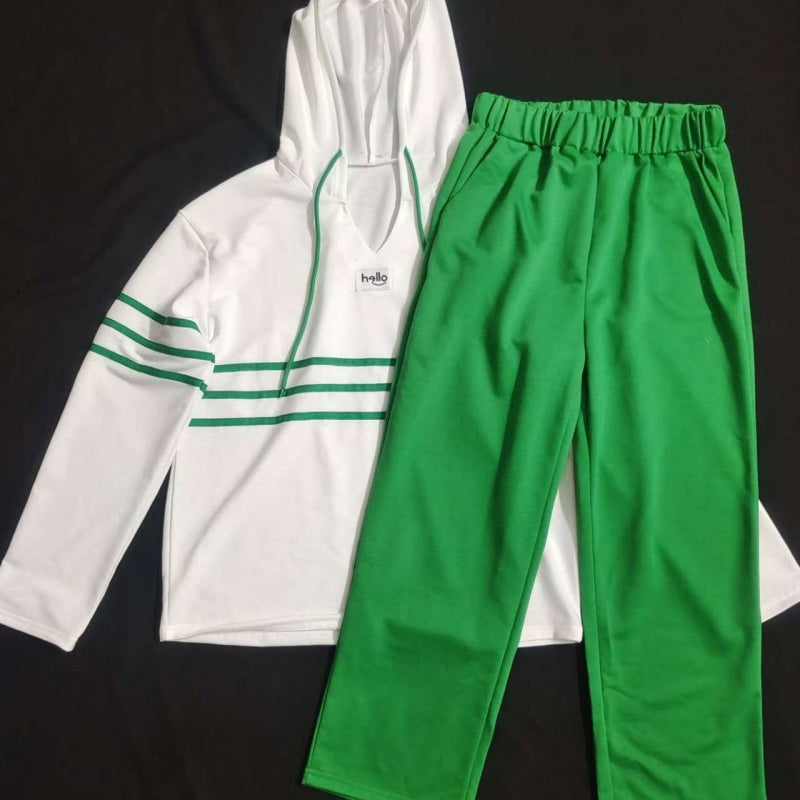 🌟2024 Neues Design🌟Set aus gestreiftem Kapuzenpullover und Hose für Damen💖