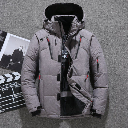 Weißer Entendaunenparka für Männer - Warme Winterjacke- Kostenlose Lieferung