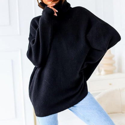 Übergroßer Rollkragenpullover aus einfarbigem Strick für Damen💖