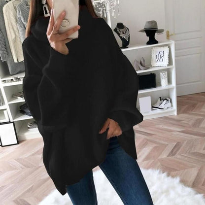 Übergroßer Rollkragenpullover aus einfarbigem Strick für Damen💖