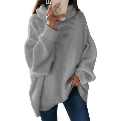 Übergroßer Rollkragenpullover aus einfarbigem Strick für Damen💖