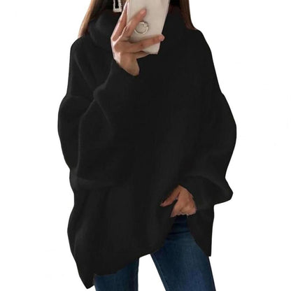 Übergroßer Rollkragenpullover aus einfarbigem Strick für Damen💖
