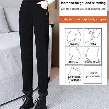 🎁Warme, mit Fleece gefütterte Hose mit hoher Taille für Frauen❄️🌞