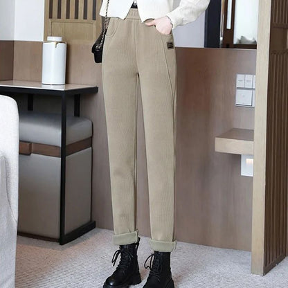 🎁Warme, mit Fleece gefütterte Hose mit hoher Taille für Frauen❄️🌞
