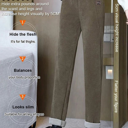 🎁Warme, mit Fleece gefütterte Hose mit hoher Taille für Frauen❄️🌞