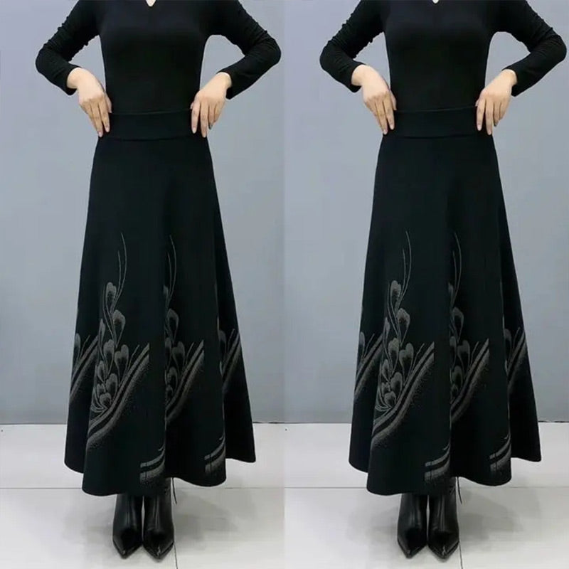 ✨Eleganter A-Linien-Rock aus Kunstwolle mit hoher Taille für Damen👗💖