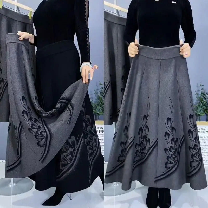 ✨Eleganter A-Linien-Rock aus Kunstwolle mit hoher Taille für Damen👗💖