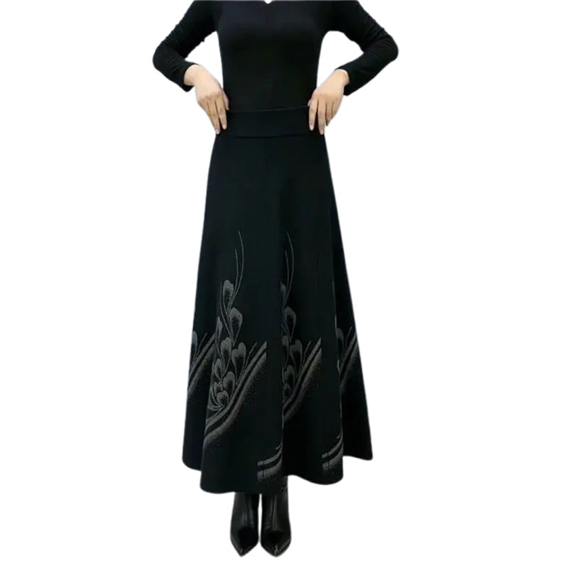 ✨Eleganter A-Linien-Rock aus Kunstwolle mit hoher Taille für Damen👗💖