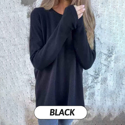 🔥HEISSER VERKAUF 49% - 👗Einfarbige Langarm-Oberteile mit Rundhalsausschnitt für Damen