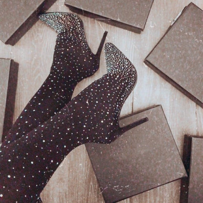 🌟50% RABATT✨Glitzernde Faux-Diamanten-Kniestiefel für Frauen👠
