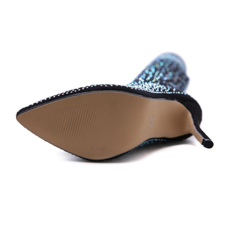 🌟50% RABATT✨Glitzernde Faux-Diamanten-Kniestiefel für Frauen👠