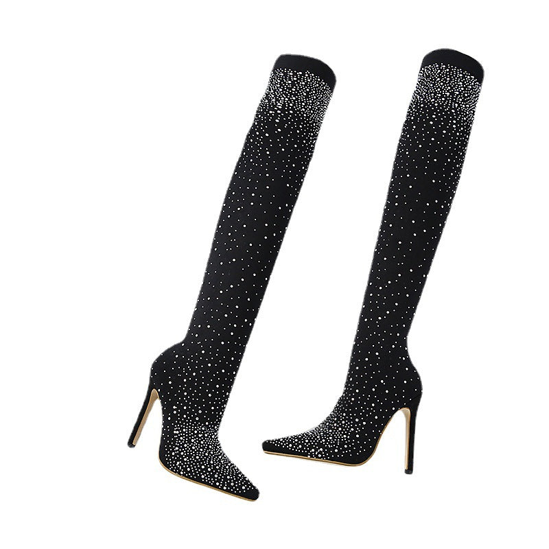 🌟50% RABATT✨Glitzernde Faux-Diamanten-Kniestiefel für Frauen👠