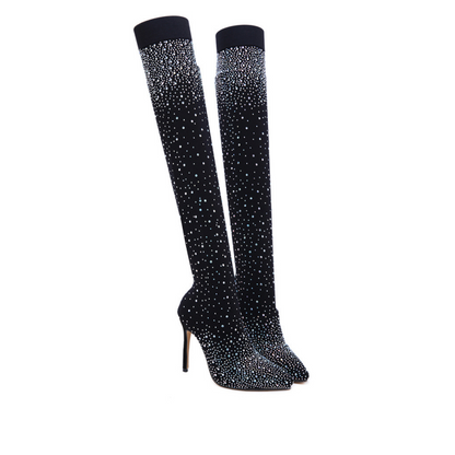 🌟50% RABATT✨Glitzernde Faux-Diamanten-Kniestiefel für Frauen👠