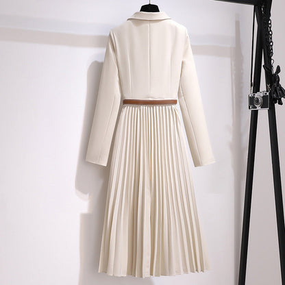 💕Neu eingetroffen💕Stilvoll und elegant：Asymmetrisches Patchwork-Blazerkleid mit Gürtel🌸