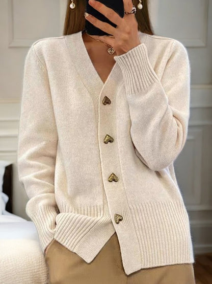 🎅Weihnachtsaktion🎁Damen-Cardigan aus einfarbiger Wolle mit Knöpfen für den Winter