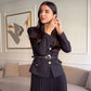 🎄✨Weihnachts-Specials 50% RABATT🎄Zweiteiliges Set aus Reversblazer und Faltenrock für Damen 👗(mit Gürtel)