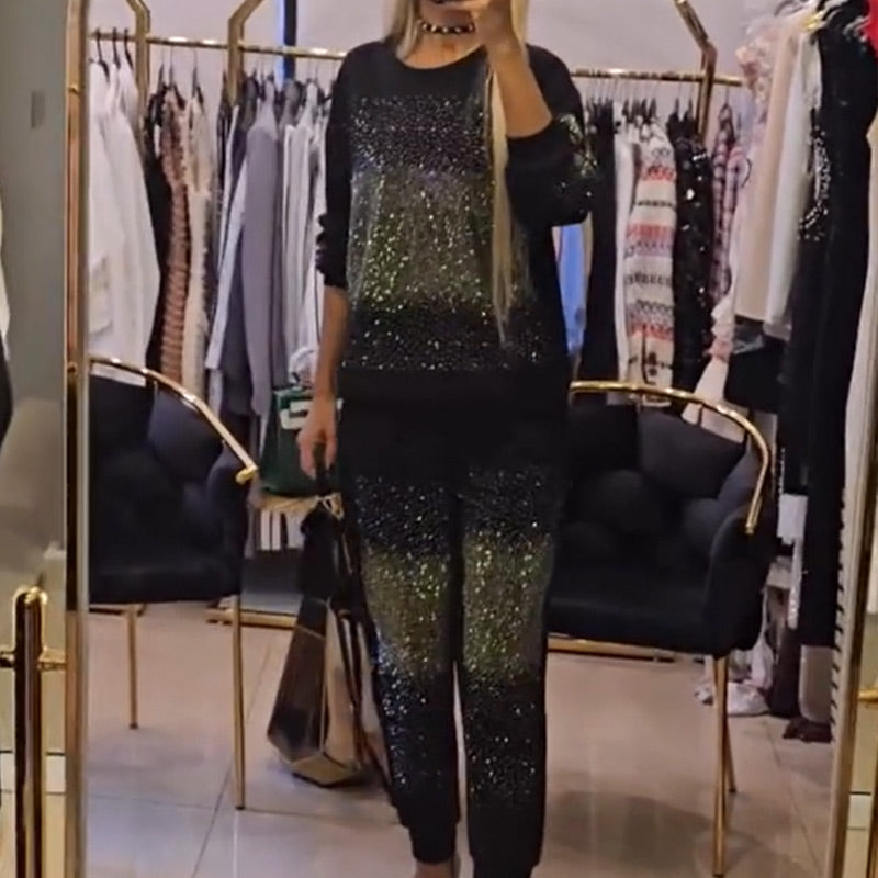 ✨Stilvoll und komfortabel✨Damenmode Glänzend Übergröße 2-Teiliges Set