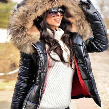 ❄️☃️Winter Special Offer-🔥🔥Damen lässige warme große Pelzkragen Kapuzenjacke